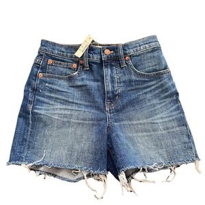 Madewell High Rise Denim Raw Hem Shorts Waist 24 New
